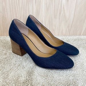 Franco Sarto Optimum Block Heel Denim Pump NEW